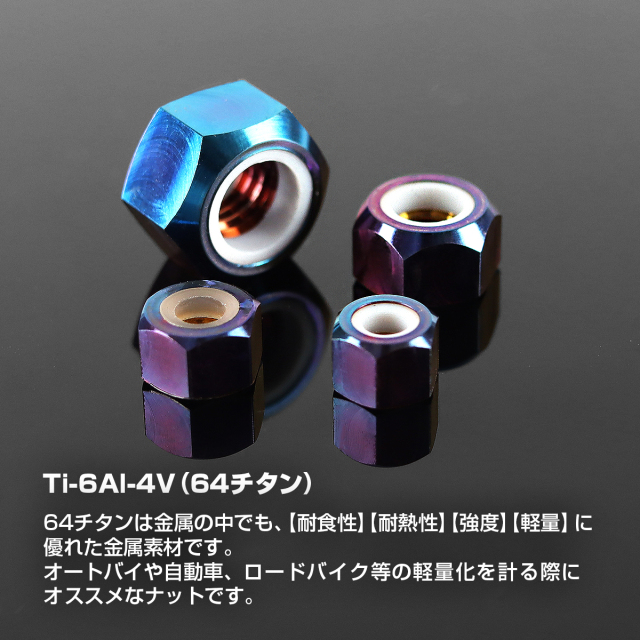 日焼け止め taki チタンナット ゆるみ止め ナイロン付き 六角ナット M4～M8 焼き