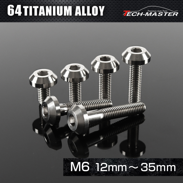 チタンボルト テーパーヘッド ボタンボルト 六角穴付き M6×12mm
