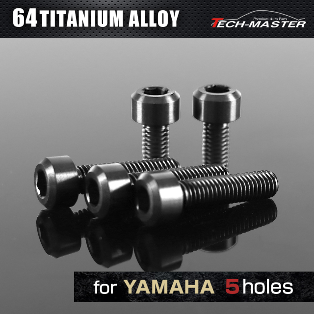 64チタン タンクキャップボルト ヤマハ 5穴用 ブラック 5本セット JA968 【メール便可】