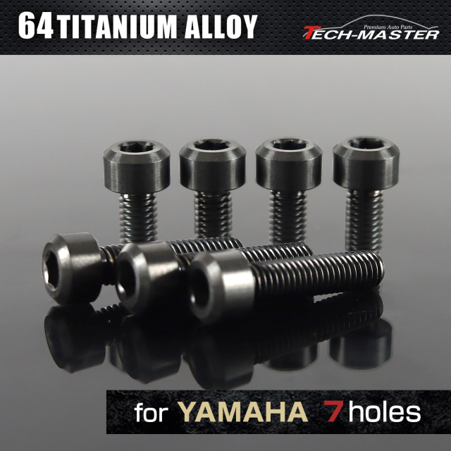64チタン タンクキャップボルト ヤマハ 7穴用 ブラック 7本セット JA972 【メール便可】