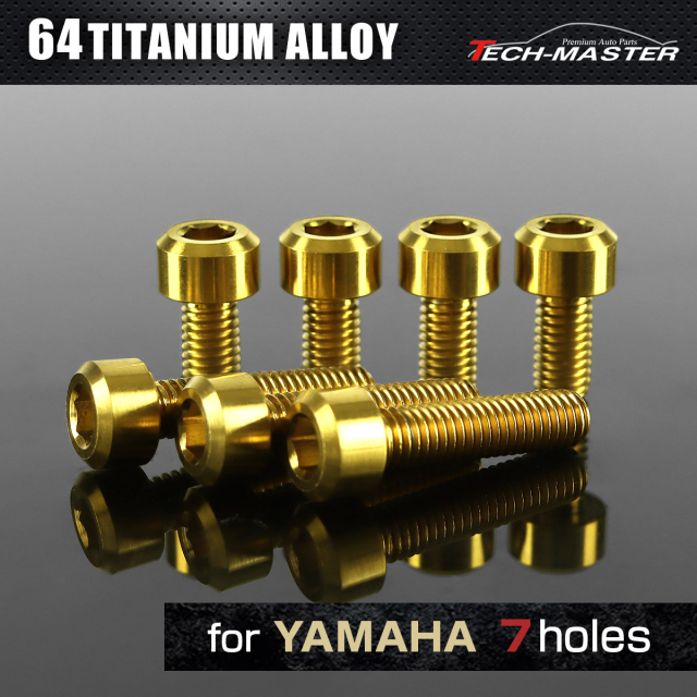 64チタン タンクキャップボルト ヤマハ 7穴用 ゴールド 7本セット JA973 【メール便可】