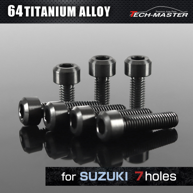 64チタン タンクキャップボルト スズキ 7穴用 ブラック 7本セット JA980 【メール便可】