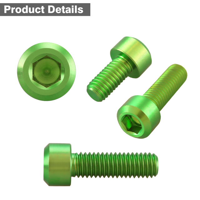 64チタン タンクキャップボルト カワサキ 5穴用 グリーン 5本セット