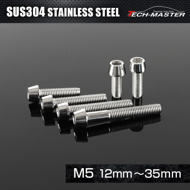 ステンレスボルト テーパーヘッド 六角穴付き キャップボルト M5×12mm～35mm P0.8 シルバー TB0005CHOICE 【メール便可】