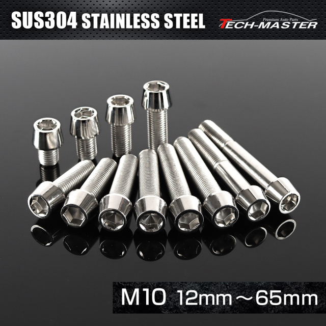ステンレスボルト テーパーヘッド 六角穴付き キャップボルト M10×12mm～65mm P1.25 シルバー TB0048CHOICE 【メール便可】