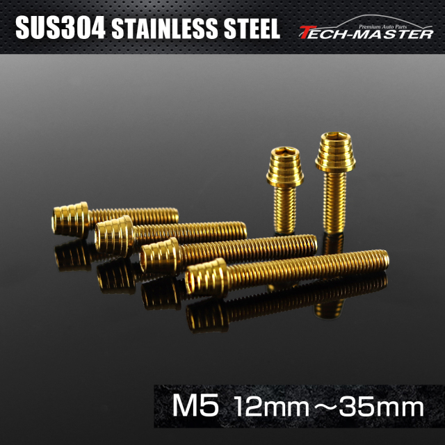 ステンレスボルト テーパーシェルヘッド キャップボルト M5×12mm～35mm P0.8 ゴールドカラー TB0300CHOICE 【メール便可】