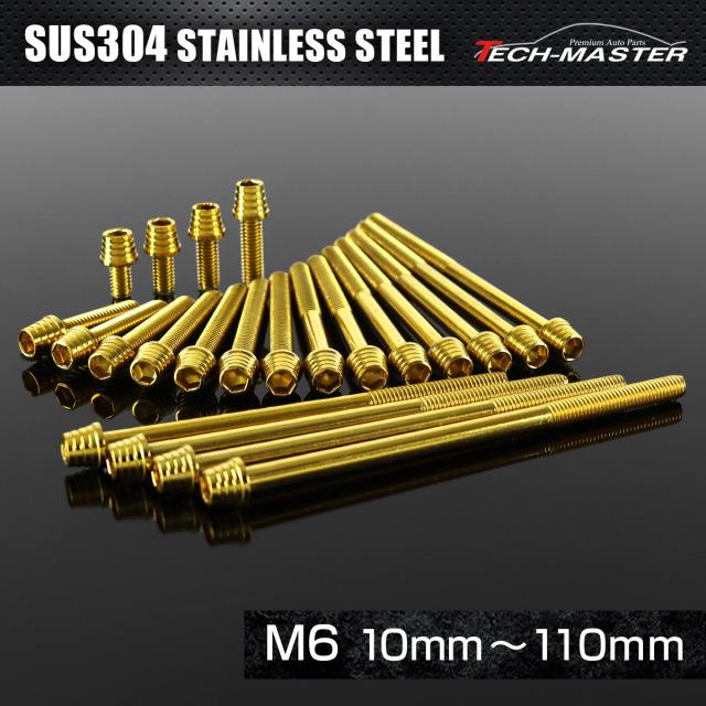 ステンレスボルト テーパーシェルヘッド キャップボルト M6×10mm～110mm P1.0 ゴールドカラー TB0306CHOICE 【メール便可】