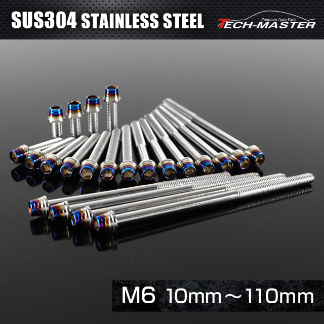 ステンレスボルト テーパーシェルヘッド キャップボルト M6×10mm～110mm P1.0 シルバー×焼きチタンカラー TB0847CHOICE 【メール便可】