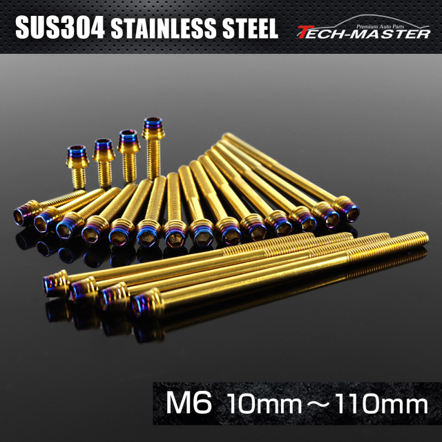 ステンレスボルト テーパーシェルヘッド キャップボルト M6×10mm～110mm P1.0 ゴールド×焼きチタンカラー TB0906CHOICE 【メール便可】