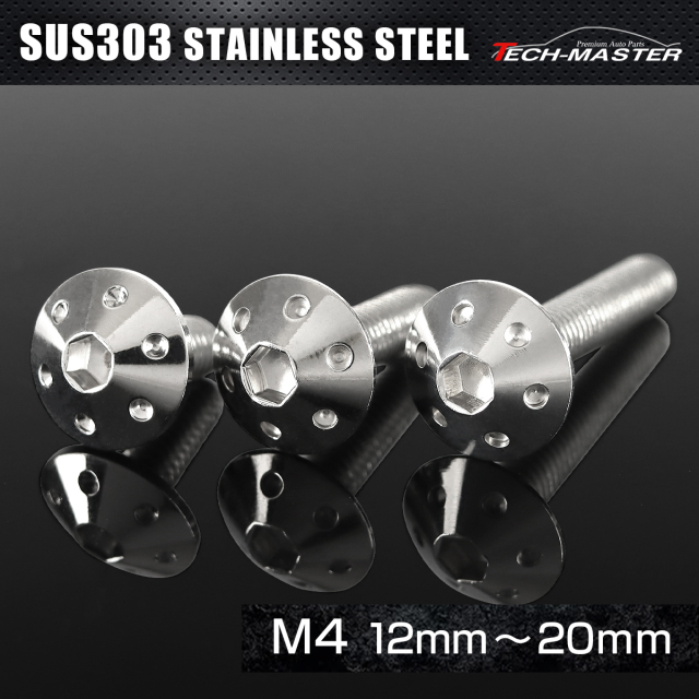 ステンレス 六角穴付 ボタンボルト ホールヘッド M4×12mm～20mm シルバー TR0043CHOICE 【メール便可】