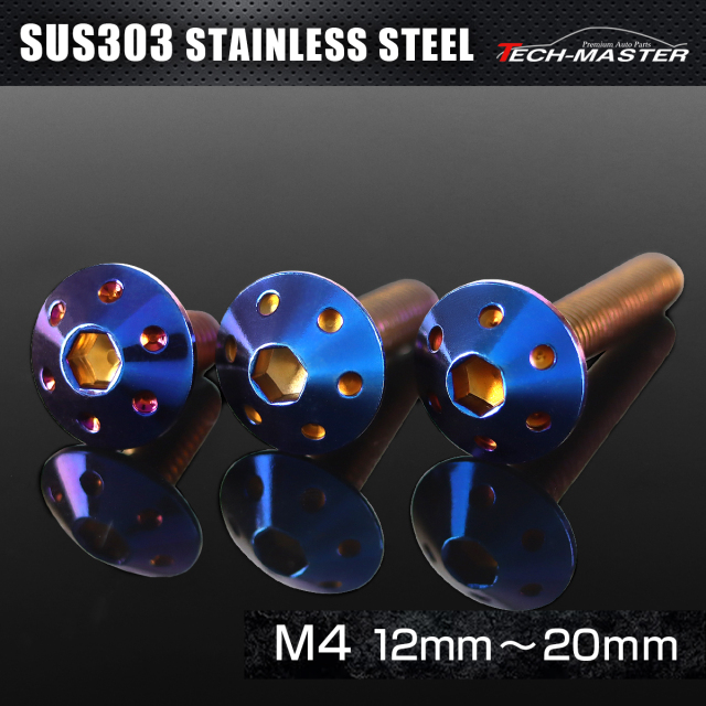 ステンレス 六角穴付 ボタンボルト ホールヘッド M4×12mm～20mm 焼きチタンカラー TR0071CHOICE 【メール便可】