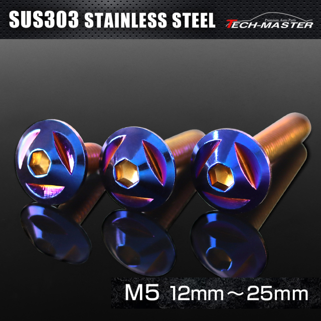 ステンレス 六角穴付 ボタンボルト トライアングルヘッド M5×12mm～25mm 焼きチタンカラー TR0158CHOICE 【メール便可】