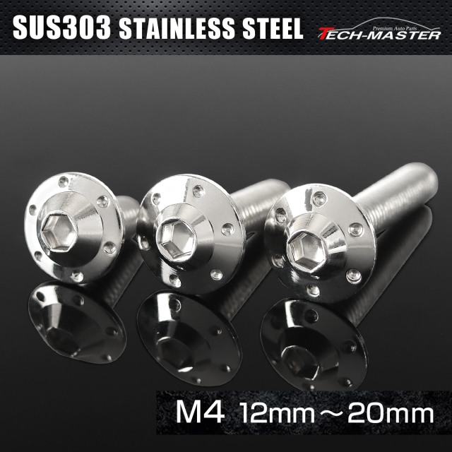 ステンレス 六角穴付 ボタンボルト ステップホールヘッド M4×12mm～20mm シルバー TR0169CHOICE 【メール便可】