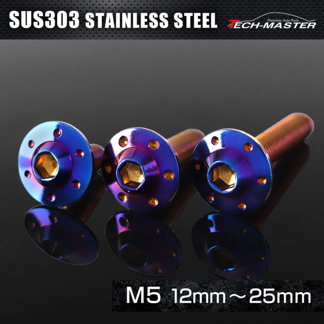 ステンレス 六角穴付 ボタンボルト ステップホールヘッド M5×12mm～25mm 焼きチタンカラー TR0200CHOICE 【メール便可】