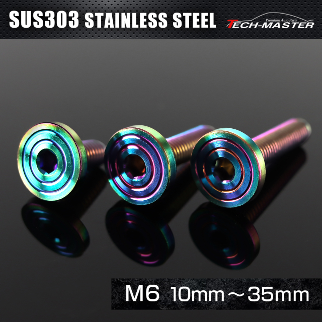 ステンレス 六角穴付 ボタンボルト マットタイプ シェルヘッド M6×10mm~35mm レインボーグリーン TR0348CHOICE 【メール便可】