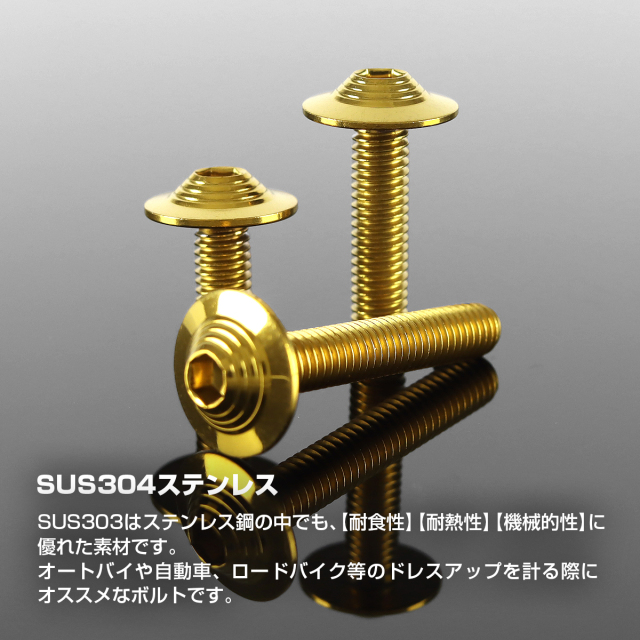 ◆B級品◆ゴールドメッキ◆ISO33mmロング40個ショート20個プライヤー1本 ステンレス 六角穴付 ボタンボルト シェルヘッド フランジ付き