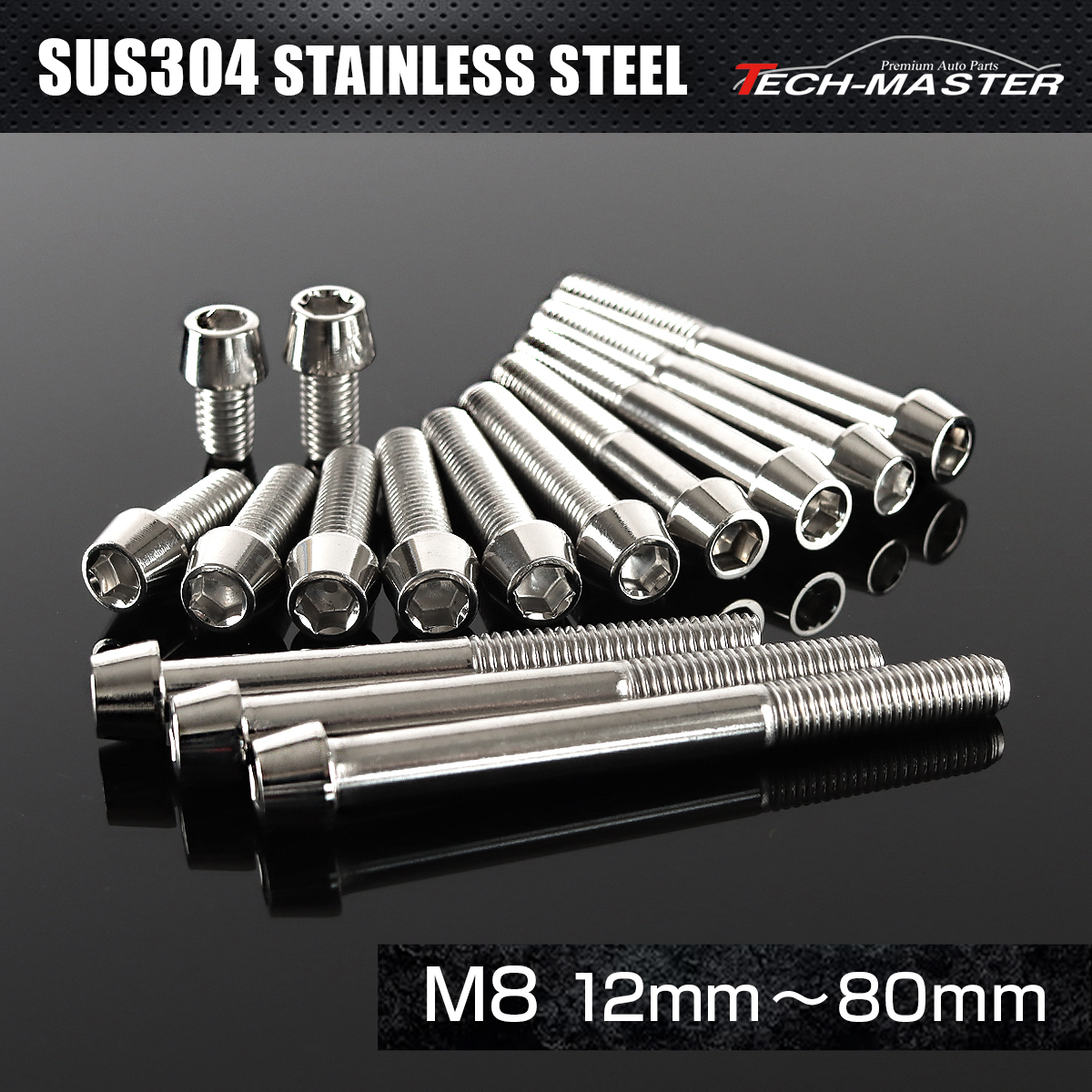 ステンレスボルト テーパーヘッド 六角穴付き キャップボルト M8×12mm～80mm P1.25 シルバー TB0033CHOICE 【メール便可】