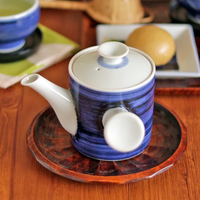 【砥部焼 梅山窯】藍色の切立急須