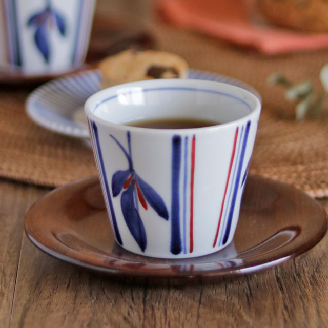 【砥部焼 梅山窯】たてみつ葉のそばちょこ