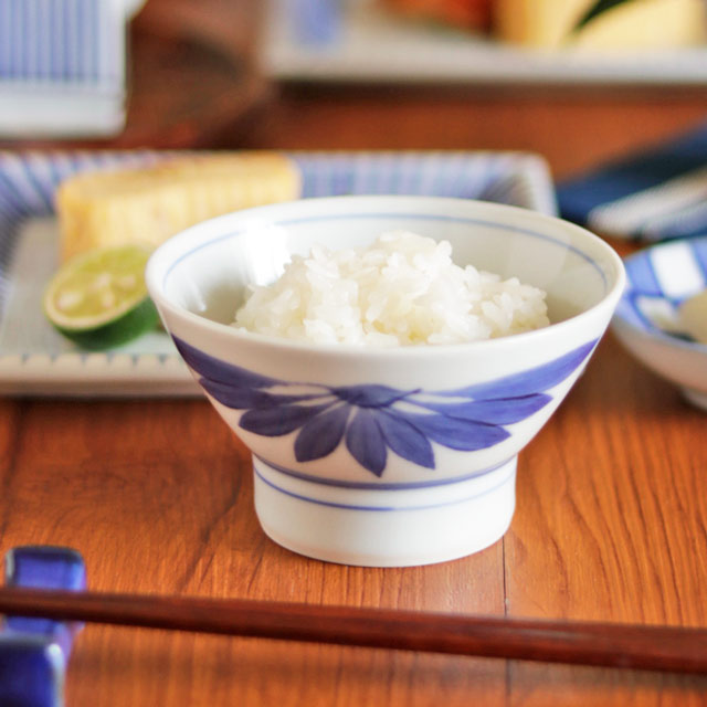 砥部焼　梅山窯　飯碗　10個セット 砥部焼 くらわんか 大 十草三つ紋 梅山窯 ご飯茶碗 飯碗 伝統工芸品 民
