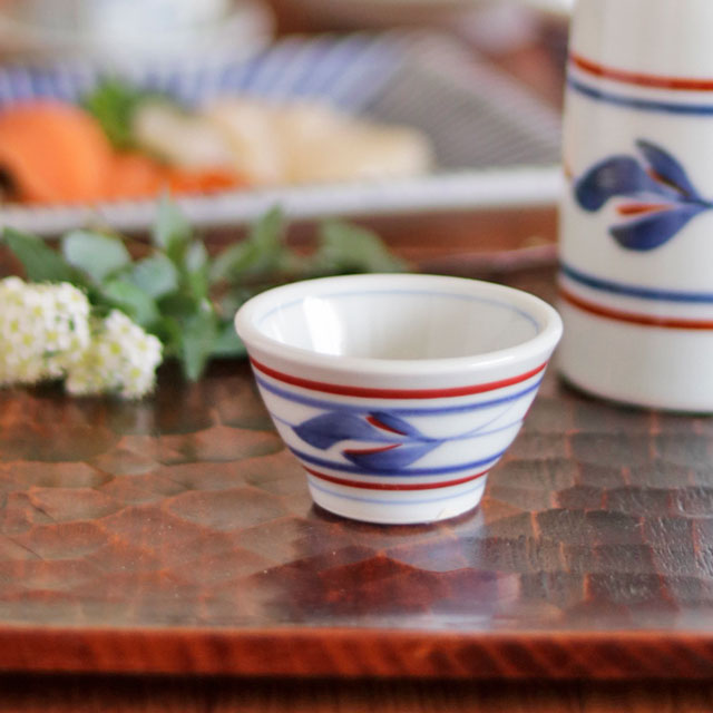 【砥部焼 梅山窯】みつ葉の丸盃