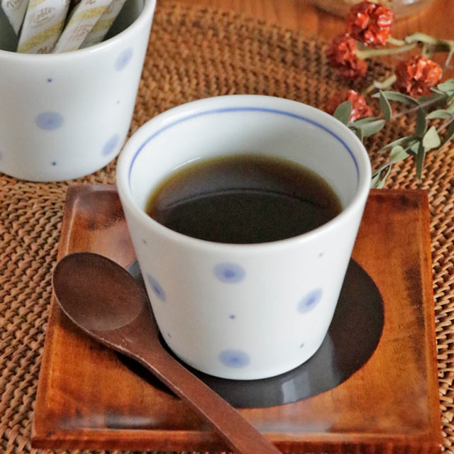 【砥部焼 梅山窯】水玉ドットのそばちょこ