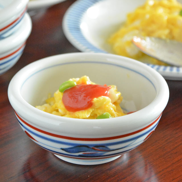 和食器・砥部焼　みつ葉の玉ぶち鉢（3寸）