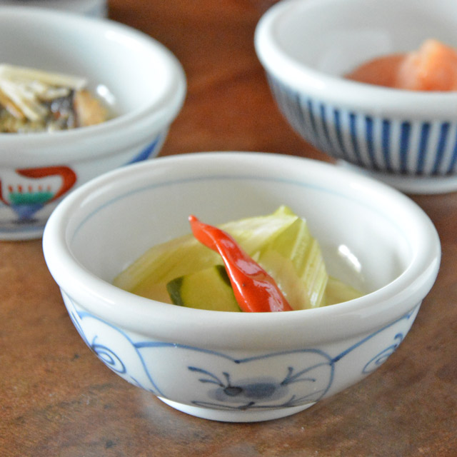 和食器・砥部焼　なずなの玉ぶち鉢（3寸）