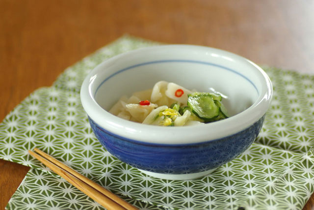 【砥部焼 梅山窯】外藍色の玉ぶち鉢(4寸)○