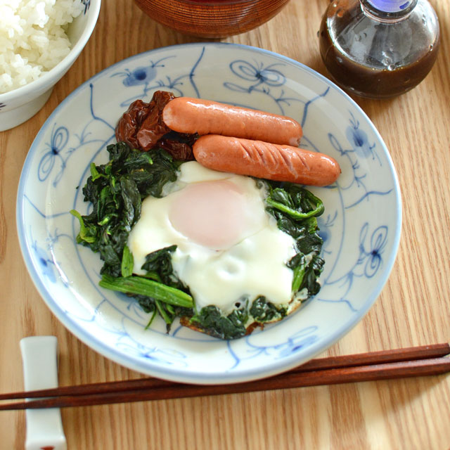 和食器・砥部焼　なずなの切立丸皿(6寸)