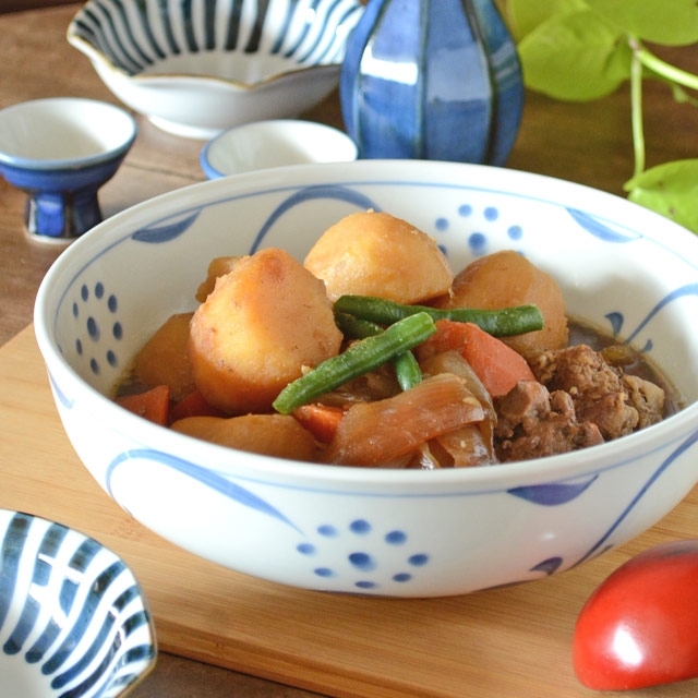 砥部焼 梅山窯　平皿 ７枚セット 砥部焼の和食器 梅山窯の大鉢 【砥部工房 からくさ】