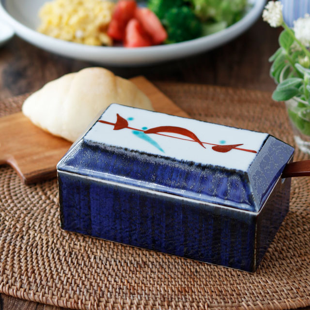 砥部焼パンケース Amazon.co.jp: 砥部焼 容器 草文 小鳥 レトロ 時代物 染付