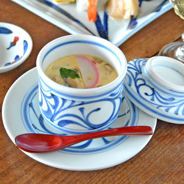 和食器・砥部焼　からくさの茶碗蒸し