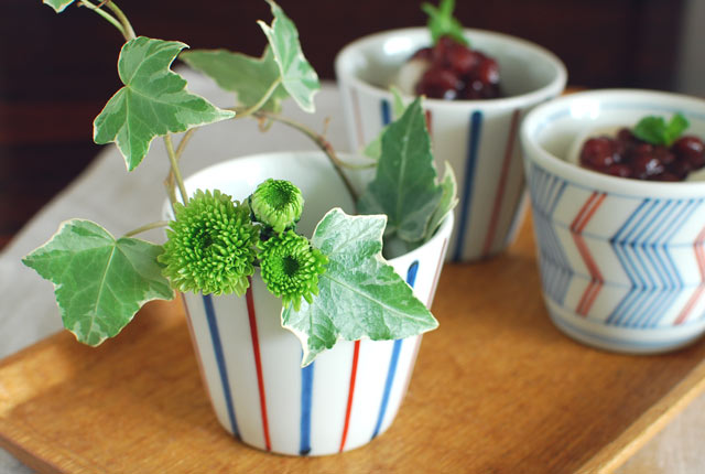 和食器・砥部焼　ごす赤線のそばちょこ