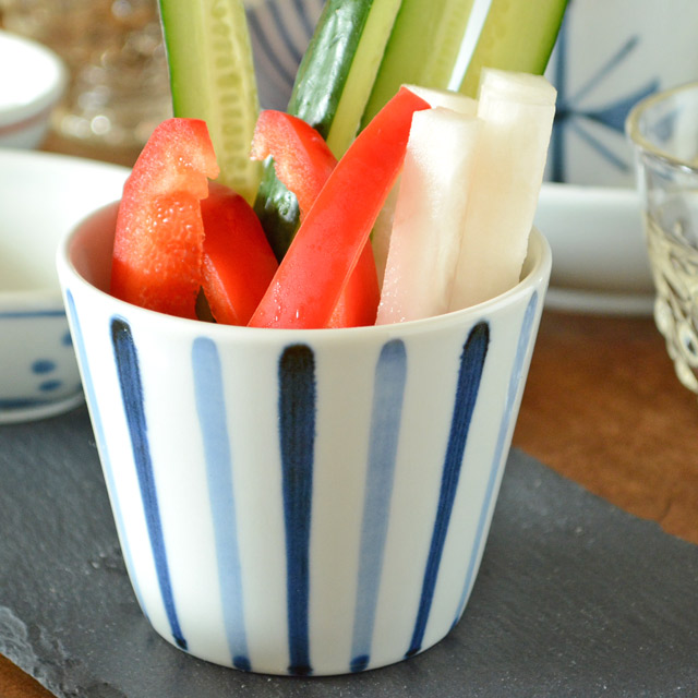 和食器・砥部焼　ごす線のそばちょこ