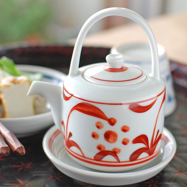 和食器・砥部焼　赤太陽の醤油さし