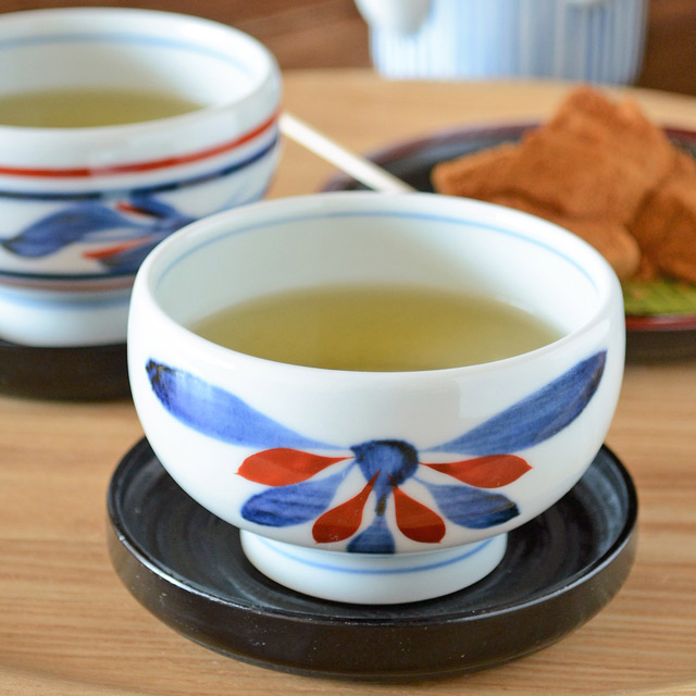 和食器・砥部焼　ごす赤菊の手引丸湯呑
