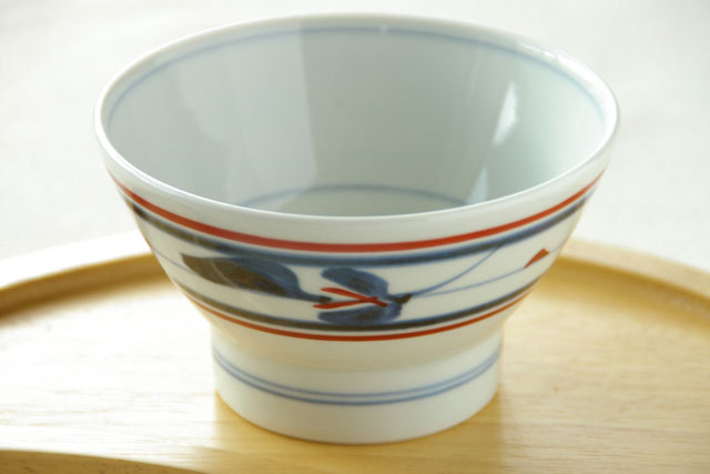 【砥部焼 梅山窯】みつ葉の茶碗（小）