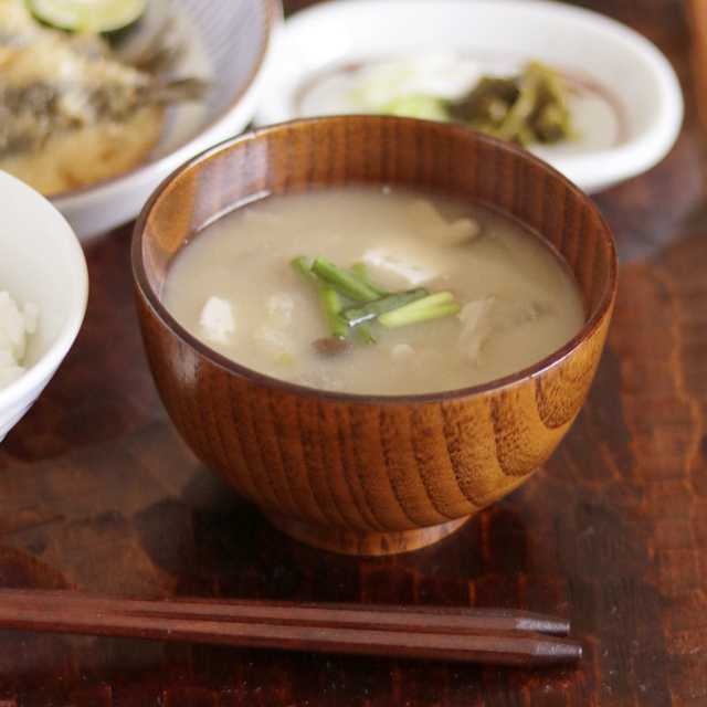 【香川漆器】木肌汁椀(ふち木地呂塗)