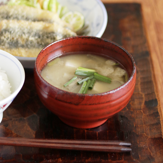 【香川漆器】布貼り汁椀　小(根来塗)