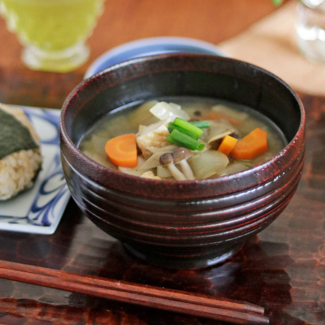 【香川漆器】布貼り汁椀　大(曙塗)