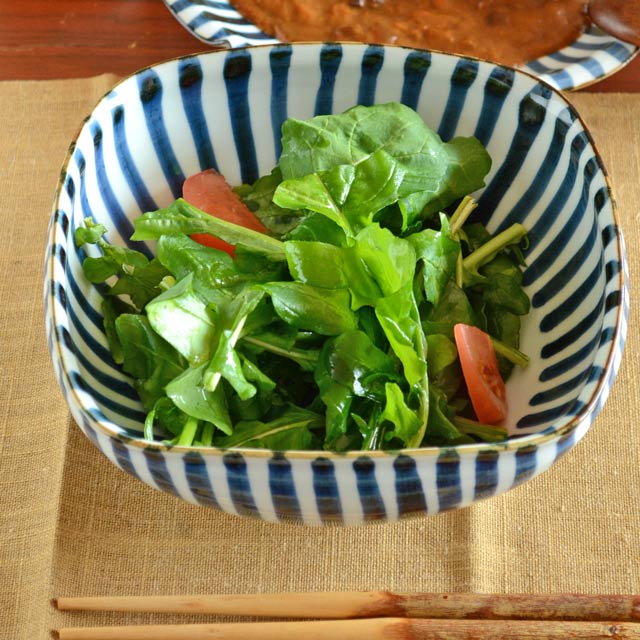 和食器・砥部焼　とくさの角ボール(6寸)