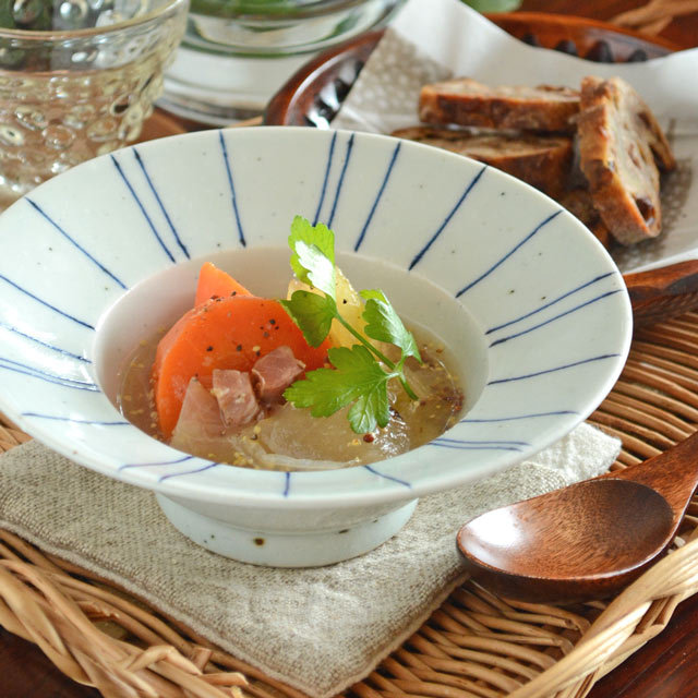 和食器・砥部焼　線文の縁付鉢(5寸)