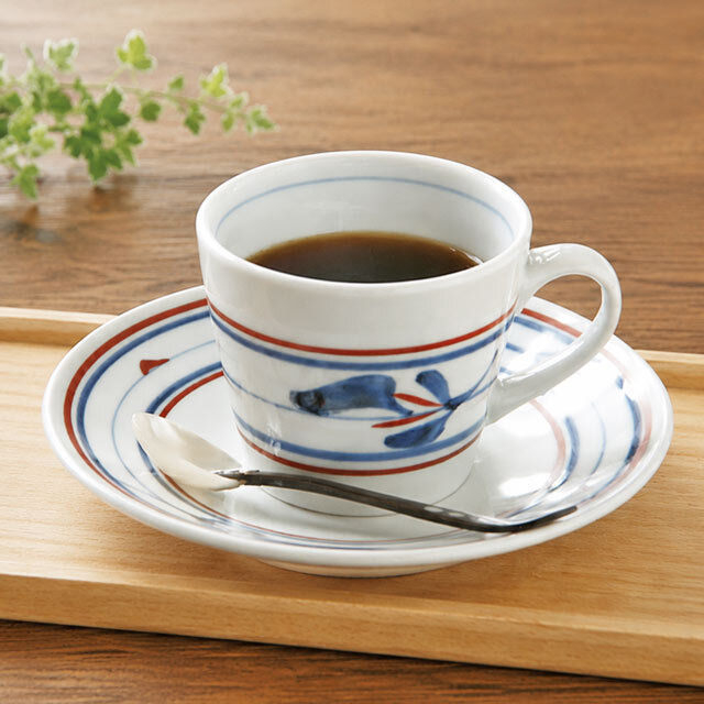 【砥部焼 梅山窯】みつ葉のコーヒーカップ