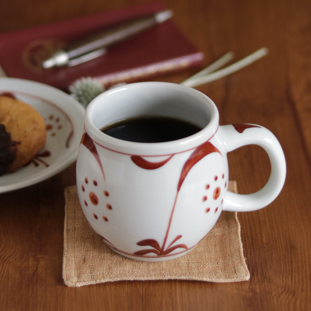 【砥部焼 梅山窯】赤太陽のビッグマグ