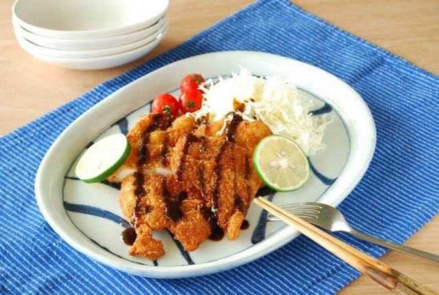 和食器・砥部焼　からくさの布目楕円皿(尺)