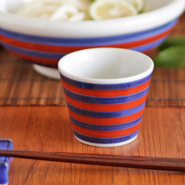 【砥部焼 梅山窯】ごす赤巻のそばちょこ