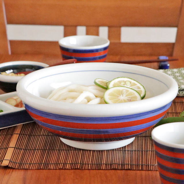 【砥部焼 梅山窯】ごす赤巻の玉ぶち鉢(7寸)