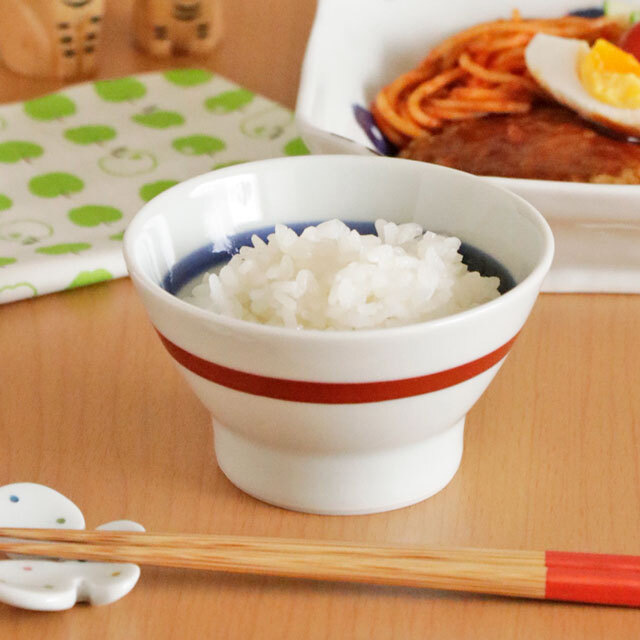 【砥部焼 梅山窯】赤線の子供茶碗