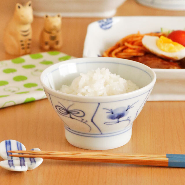 【砥部焼 梅山窯】なずなの子供茶碗